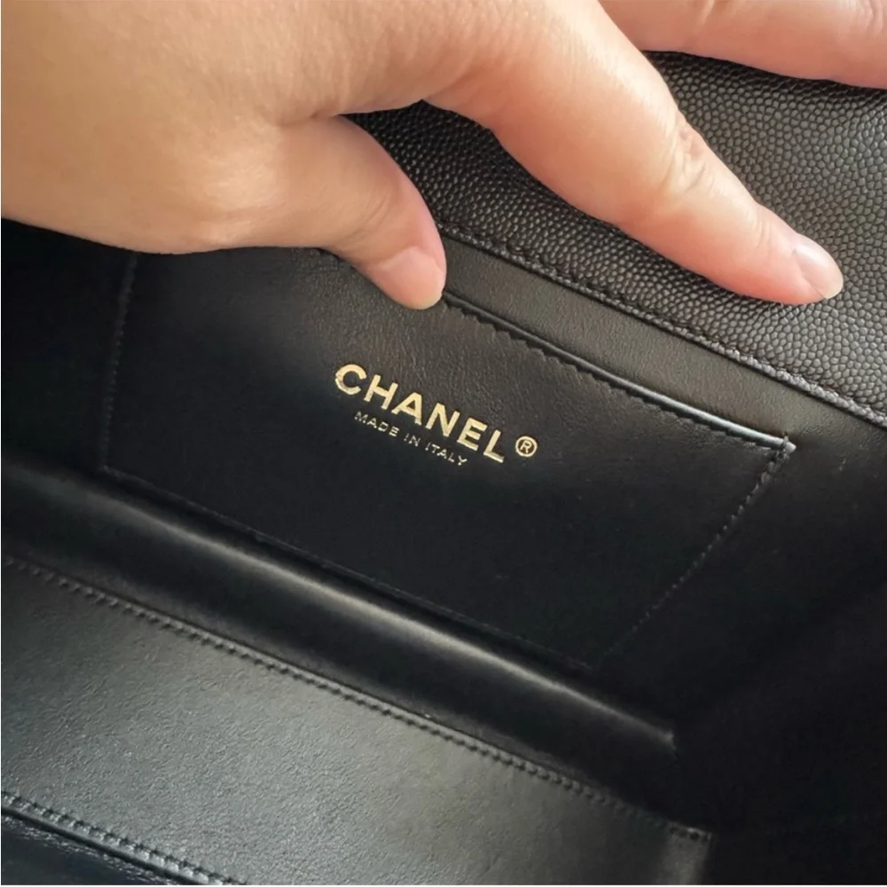 Chanel small Coco First bag black quilted caviar leather